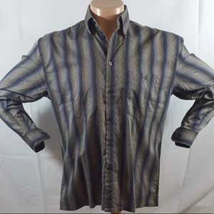 Enro Striped Long Sleeve Shirt Black Gold Medium